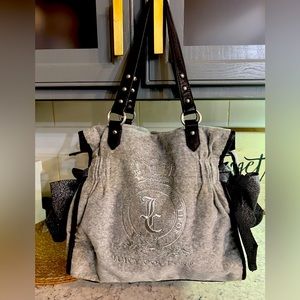 Vintage Juicy Couture Gray velour purse embordiery